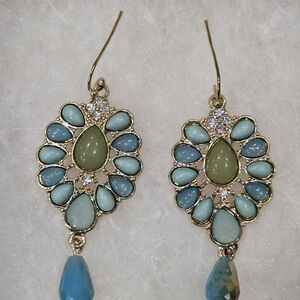 Elegant Gold and Blue Teardrop Earrings
